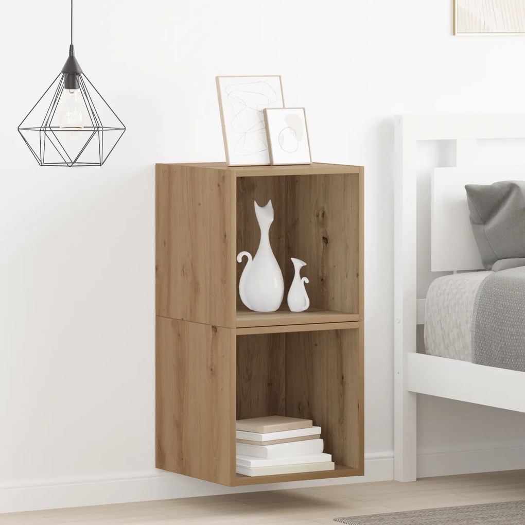 vidaXL Ντουλάπια Τοίχου - 2 Τμχ σε Ξύλο Δρυός, 37 x 37 x 37 εκ. Συνθετικό Ξύλο