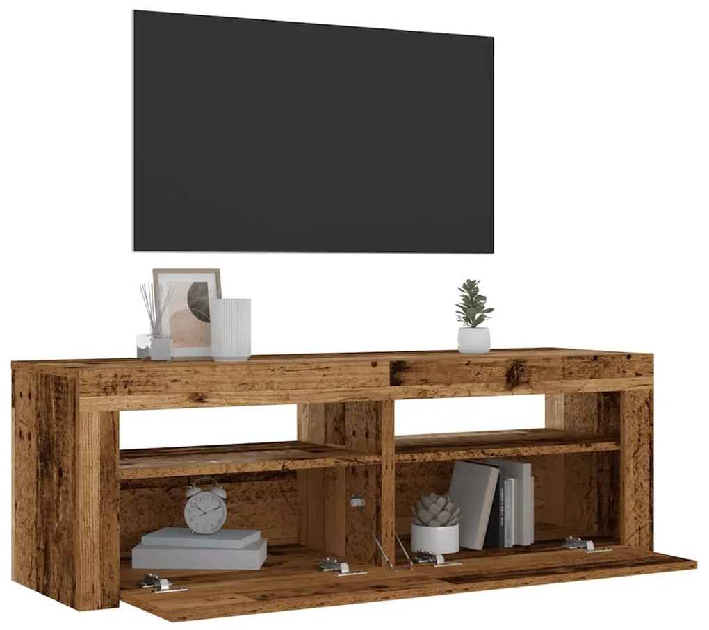 Κομοδίνα με LED 2 τεμ. Παλιό ξύλο 60 x 35 x 40 εκ.