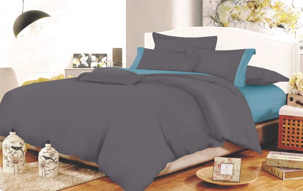 Παπλωματοθήκη Polycotton Μονή 160x240εκ. Με Φάσα Komvos Home Anthraces - Dolphin Blue 7000696-93