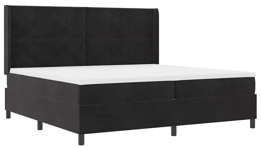 vidaXL Κρεβάτι με ελατήρια με κεφαλάρι Μαύρο 200 x 200 cm Βελούδο