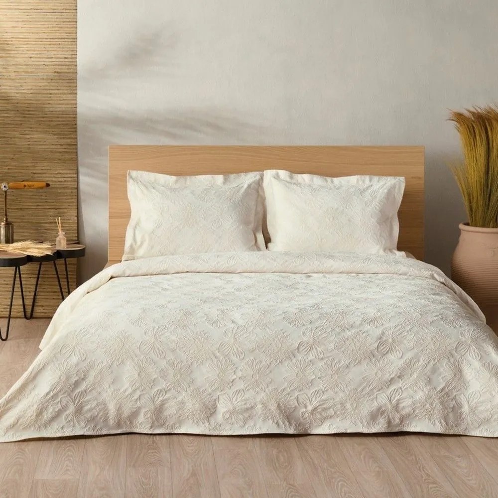 Κουβέρτα Soliman 12 Ecru Kentia King Size 260x260cm Βαμβάκι-Πολυέστερ