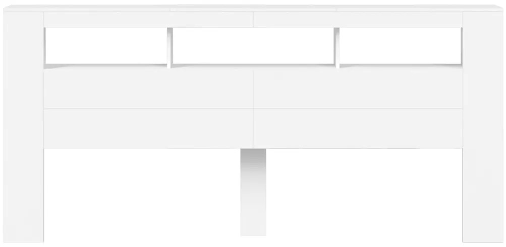 vidaXL Κεφαλάρι Κρεβατιού με LED Λευκό 220x18,5x103,5 εκ Επεξεργ. Ξύλο