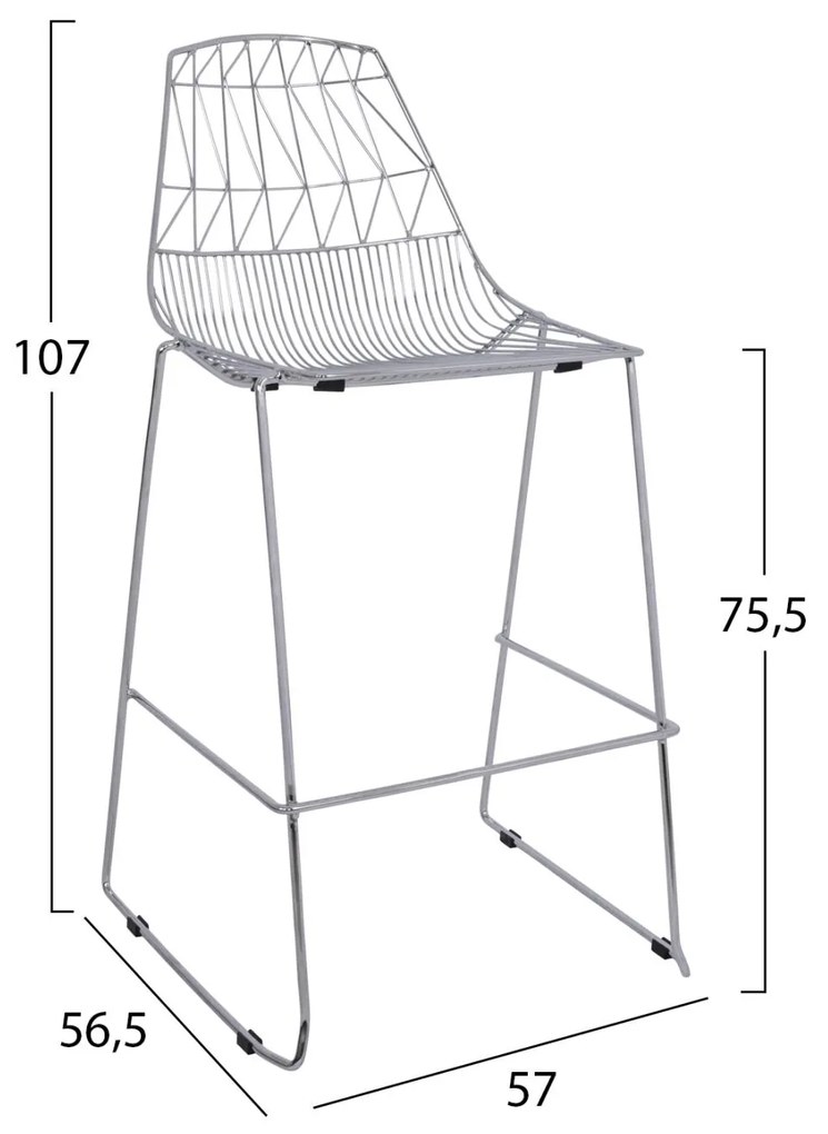 ΣΚΑΜΠΩ BAR ΜΕΤΑΛΛΙΚΟ  LUX ΧΡΩΜΙΟΥ 57x56,5x107 εκ.