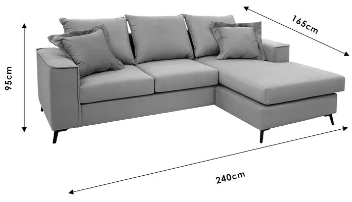 Γωνιακός καναπές Fabulous pakoworld αναστρέψιμος ύφασμα ανθρακί-κυπαρισσί 240x165x95εκ