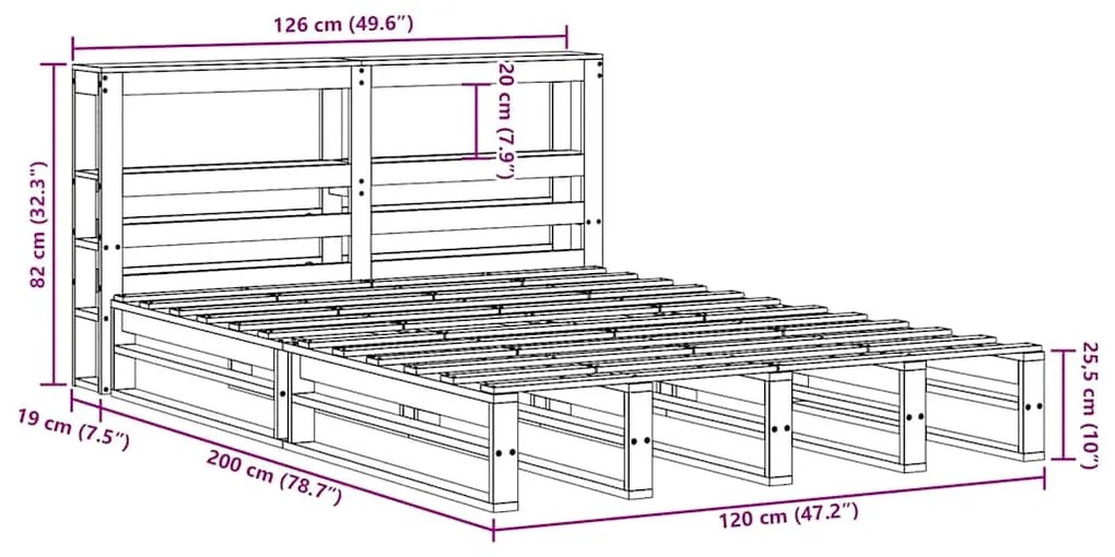 ΣΚΕΛΕΤΟΣ ΚΡΕΒΑΤΙΟΥ ΧΩΡΙΣ ΣΤΡΩΜΑ 120X200 ΕΚ ΜΑΣΙΦ ΞΥΛΟ ΠΕΥΚΟΥ 3306492