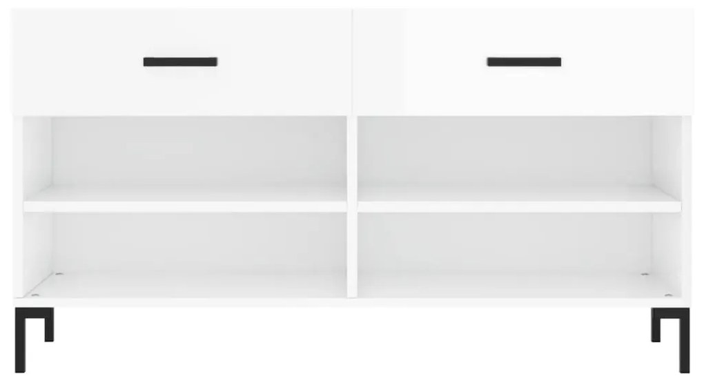 vidaXL Παπουτσοθήκη Γυαλιστερό Λευκό 102x35x55 εκ. Επεξεργασμένο Ξύλο