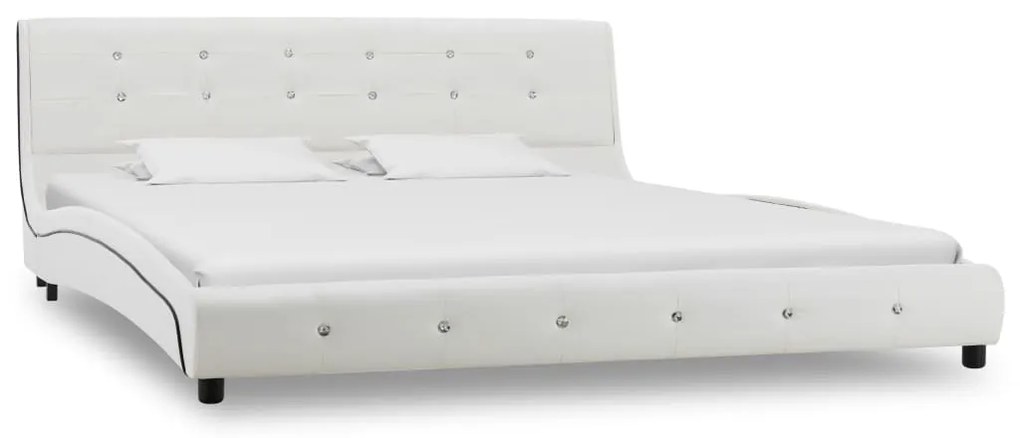 vidaXL Κρεβάτι Λευκό 160 x 200 εκ. Δερματίνη με Στρώμα Αφρού Μνήμης
