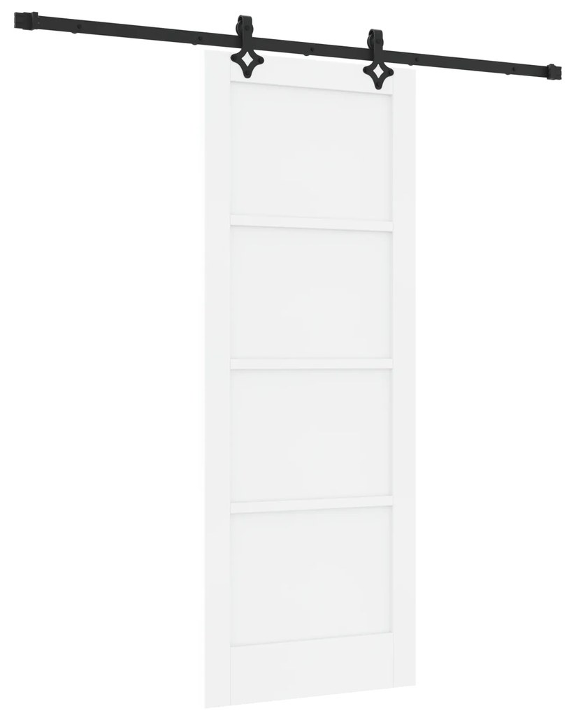 vidaXL Συρόμενη Πόρτα με Σετ Υλικών Λευκή 78x202 εκ. Μασίφ Ξύλο Πεύκο