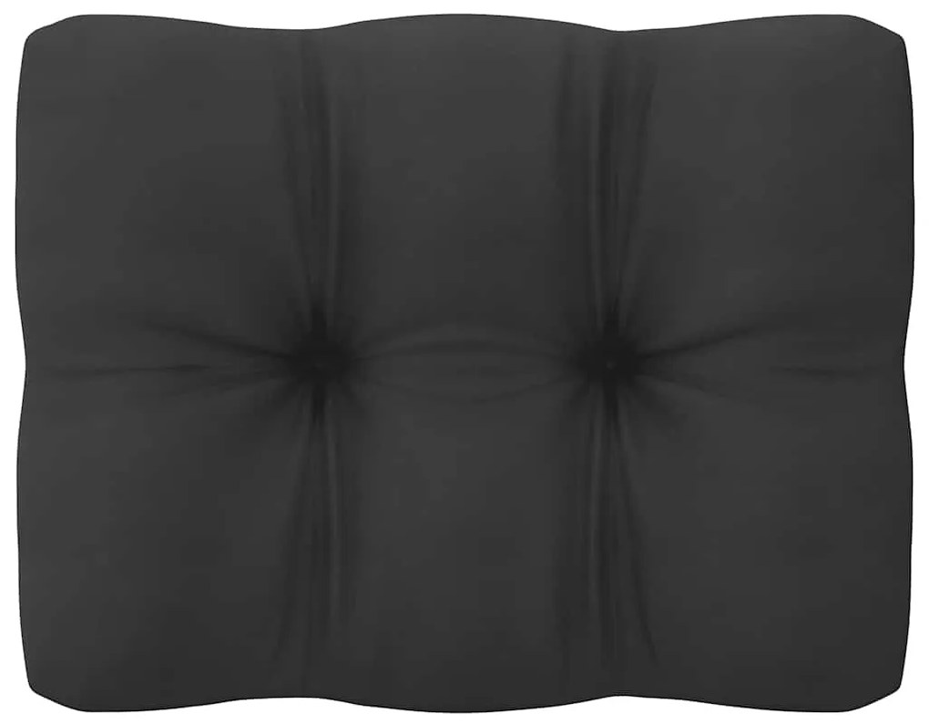 vidaXL Καναπές Κήπου Διθέσιος Μαύρος Μασίφ Ξύλο Πεύκου με Μαξιλάρια