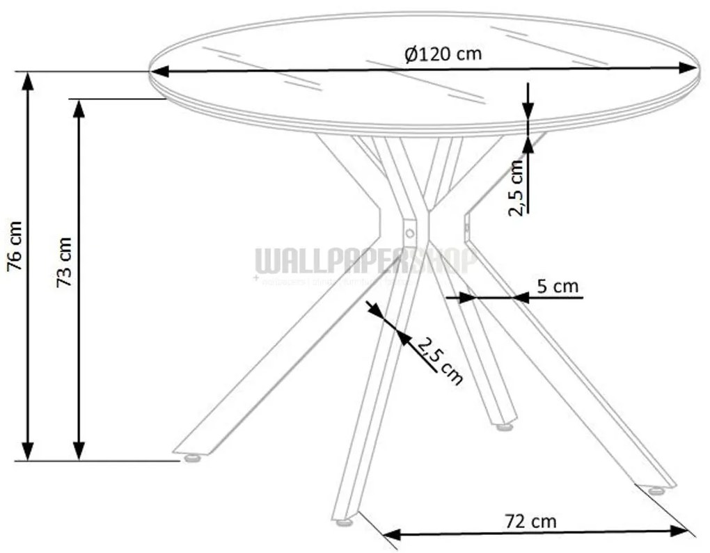 Simple Τραπέζι Ξύλο / Γυαλί / Μέταλλο 120x120x76
