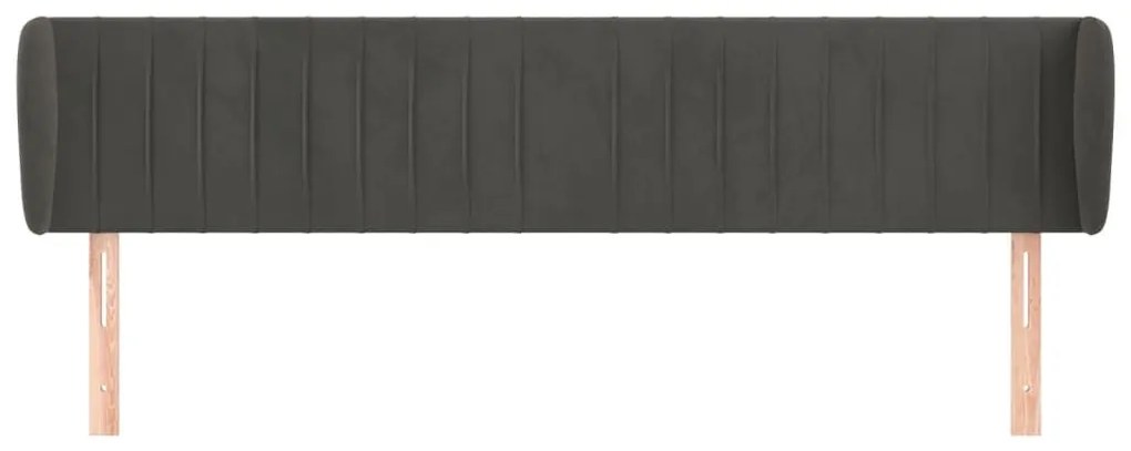 Κεφαλάρι με Πτερύγια Σκούρο Γκρι 163x23x78/88 εκ. Βελούδινο - Γκρι