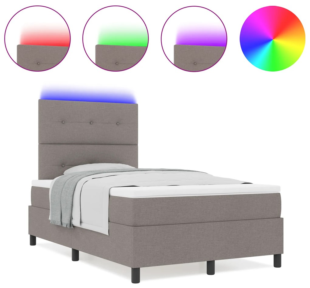 vidaXL Κρεβάτι με Βάση και Στρώμα & LED Ταπέτο 120x190 cm Ύφασμα