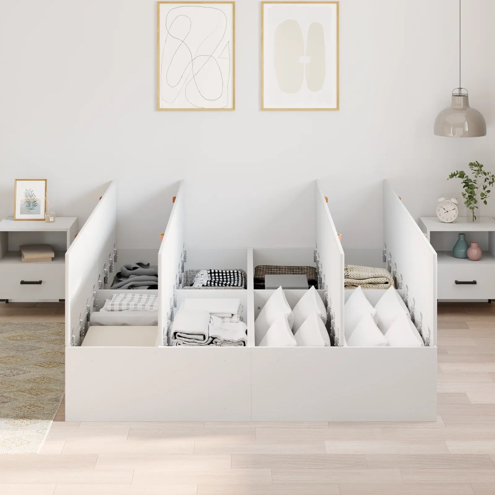 vidaXL Κρεβάτι αποθήκευσης Λευκό 140x200 εκ