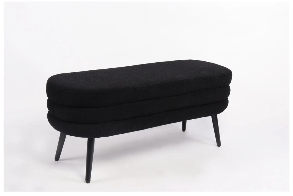 Παγκάκι Ottoman ArteLibre TONDO Μαύρο Ύφασμα Teddy/Μέταλλο 42x112x44cm