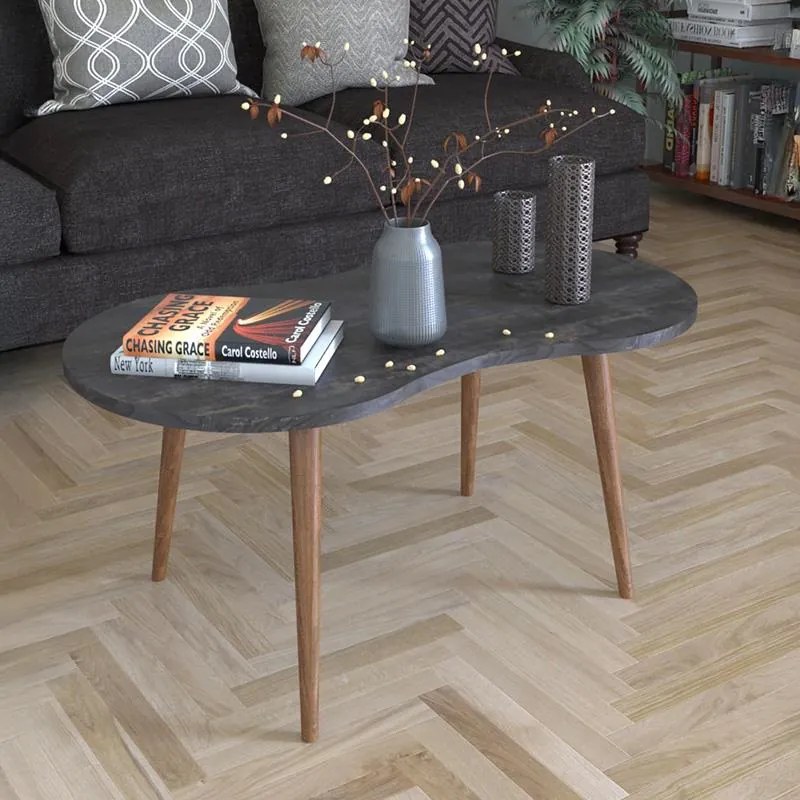 Τραπεζάκι σαλονιού Cinoko όψη μαρμάρου μαύρο 90x41x40 εκ. 90x41x40 εκ.