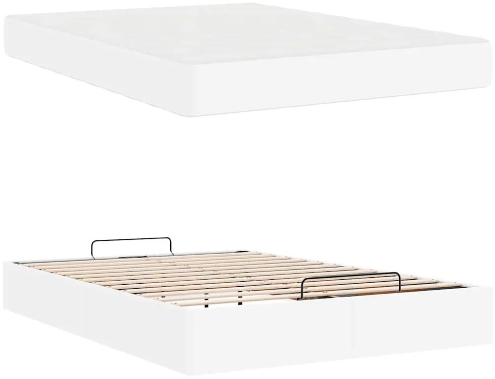 vidaXL Σκελετός κρεβατιού με στρώμα με στρώμα 2 pcs Λευκό PVC