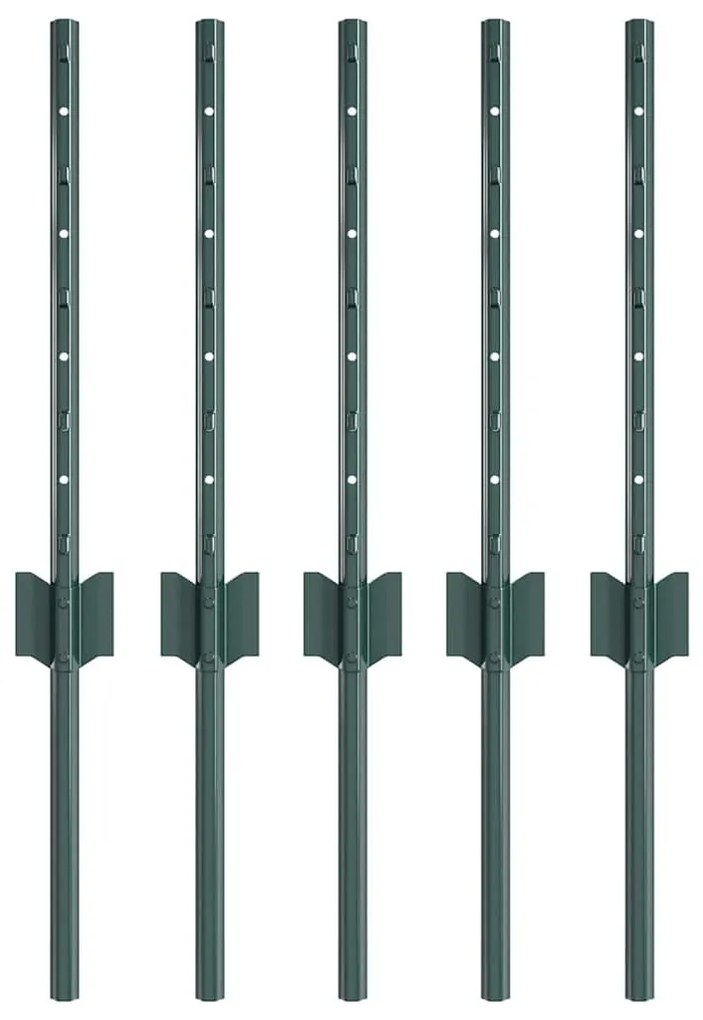 vidaXL Πό posts φράχτη 5 pcs Πράσινο 40 cm Ατσάλι