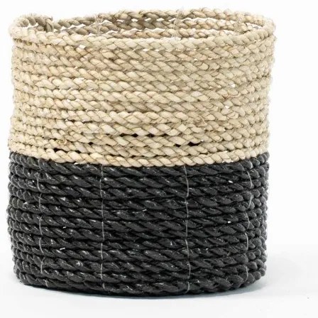 Καλάθι πλεκτό Grass Φυσικό &amp; Μαύρο 16x16x15 εκ. 6830-8 Supergreens-6830-8-Μαύρο 6830-8