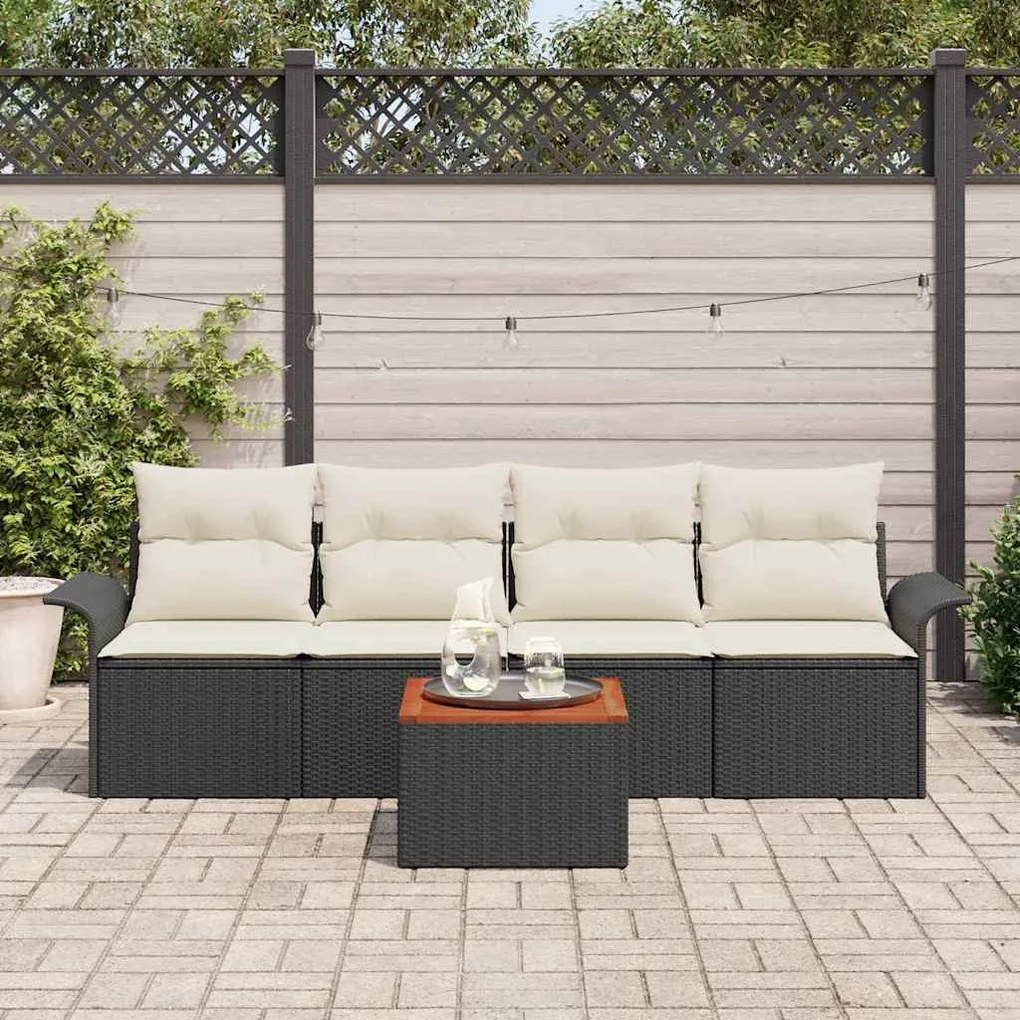 vidaXL Σετ Καναπέ Κήπου 5 pcs Μαύρο Πολυ ράταν