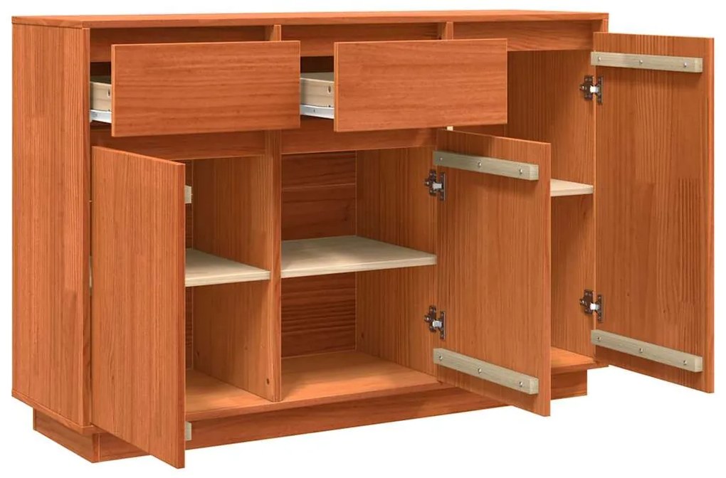 vidaXL Πλαϊνό γραφείο Καφέ κεριού 110 x 34 x 75 εκ Μασίφ ξύλο πεύκου
