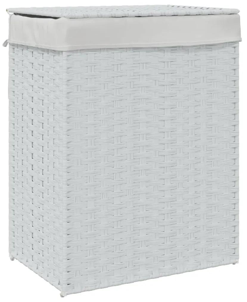 Καλάθι Πλυντηρίου με Καπάκι Λευκό 46x33x60 εκ. Συνθετικό Ρατάν - Λευκό