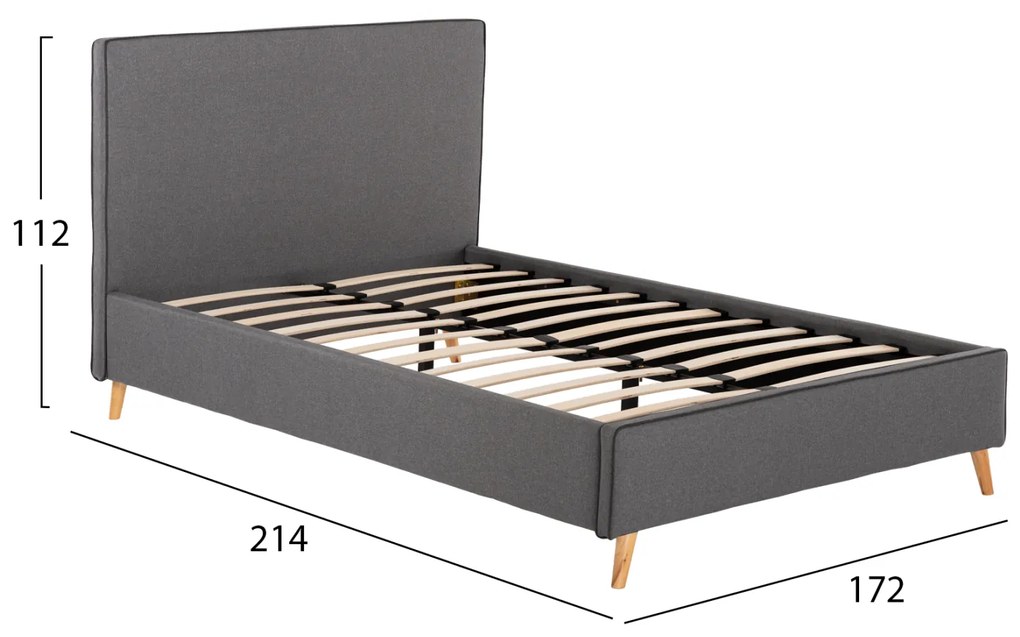 ΚΡΕΒΑΤΙ INDRA ΑΠΟ ΓΚΡΙ ΥΦΑΣΜΑ & ΣΚ. ΓΚΡΙ ΡΕΛΙ HM662.01 ΓΙΑ ΣΤΡΩΜΑ 160x200 EK.