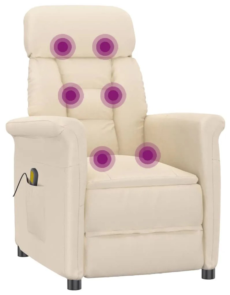 vidaXL Πολυθρόνα Μασάζ Μπεζ από Ύφασμα Μικροϊνών