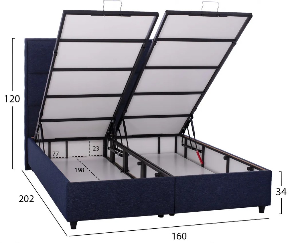 ΚΡΕΒΑΤΙ ALBA ΜΕ ΑΠΟΘΗΚΕΥΤΙΚΟ ΑΠΟ ΜΠΛΕ ΥΦΑΣΜΑ HM626.08 ΓΙΑ ΣΤΡΩΜΑ 160x200 εκ.