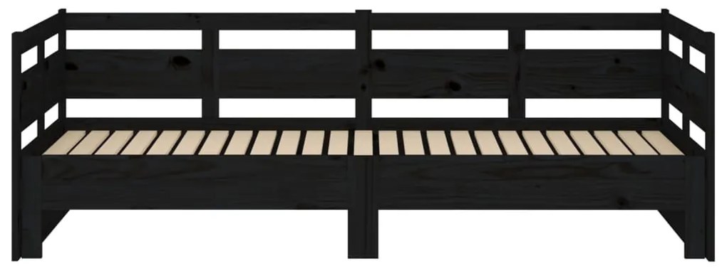 vidaXL Καναπές Κρεβάτι Συρόμενος Μαύρος 2x(90x190) εκ. Μασίφ Πεύκο