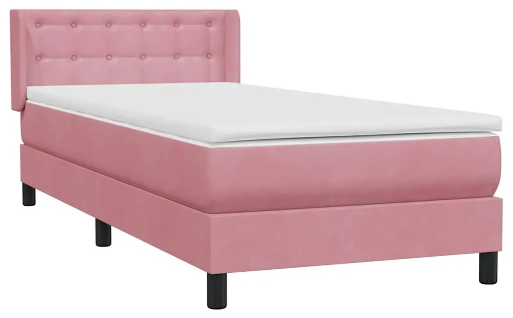 vidaXL Κρεβάτι Boxspring με Στρώμα Ροζ 100x210 εκ. Βελούδινο