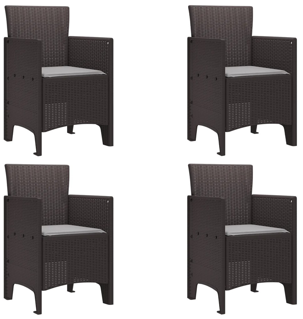 vidaXL Καρέκλες Κήπου 4 pcs Καφέ 53 x 49 x 85 εκ. Πλαστικό