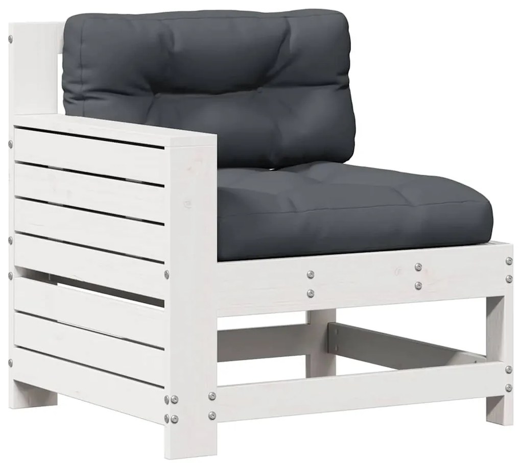 vidaXL Σαλόνι Κήπου Σετ 4 Τεμαχίων Λευκό Μασίφ Ξύλο Πεύκου & Μαξιλάρια