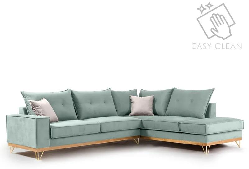Γωνιακός καναπές αριστερή γωνία Luxury II ύφασμα ciel-cream 290x235x95εκ Υλικό: FABRIC 168-000007