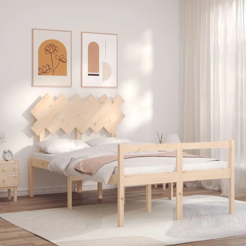 vidaXL Κρεβάτι Ηλικιωμένου με Κεφαλάρι από Μασίφ Ξύλο Small Double