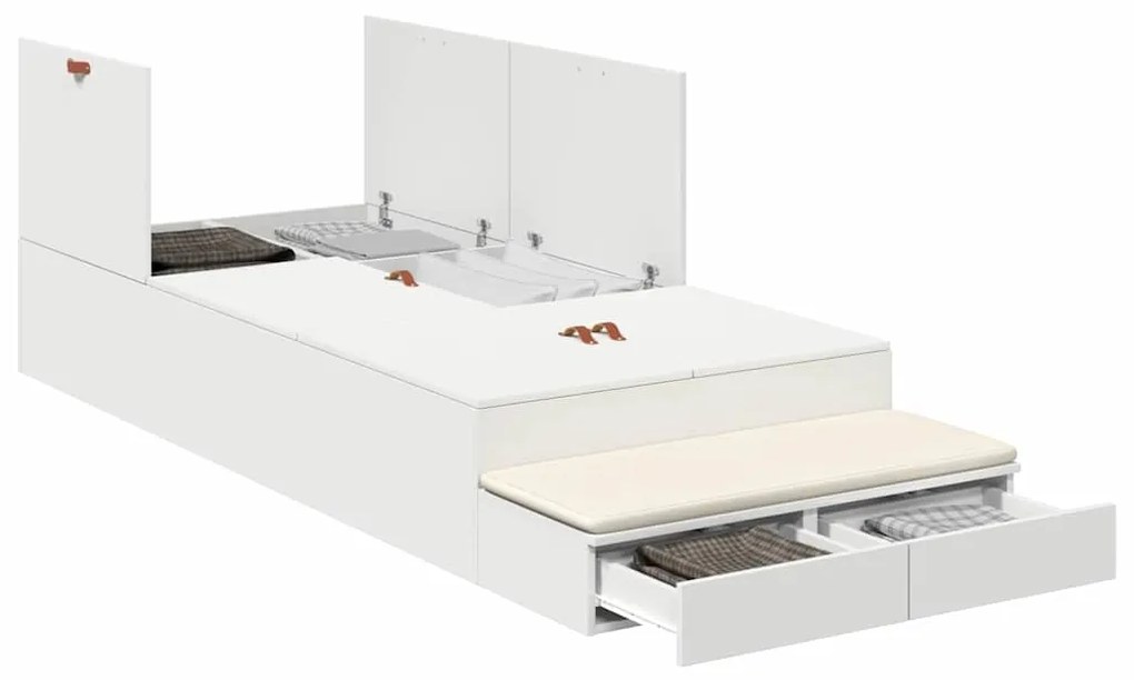 vidaXL Κρεβάτι με αποθηκευτικό χώρο Λευκό 80 cm Επεξεργασμένο ξύλο