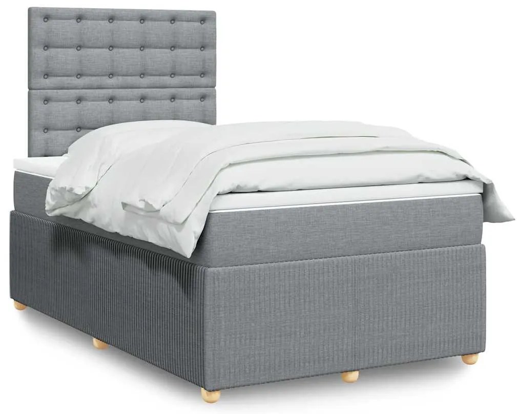 vidaXL Κρεβάτι Boxspring με Στρώμα Ανοιχτό Γκρι 120x190 εκ. Υφασμάτινο