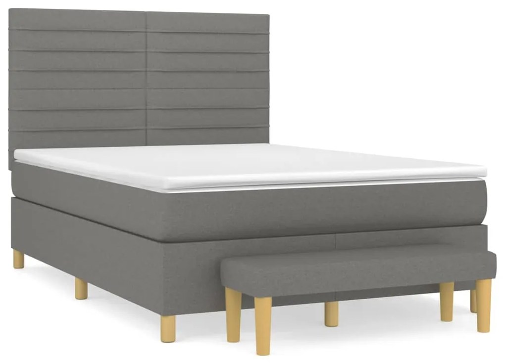 ΚΡΕΒΑΤΙ BOXSPRING ΜΕ ΣΤΡΩΜΑ ΣΚΟΥΡΟ ΓΚΡΙ 140X200 ΕΚ ΥΦΑΣΜΑΤΙΝΟ 3137238