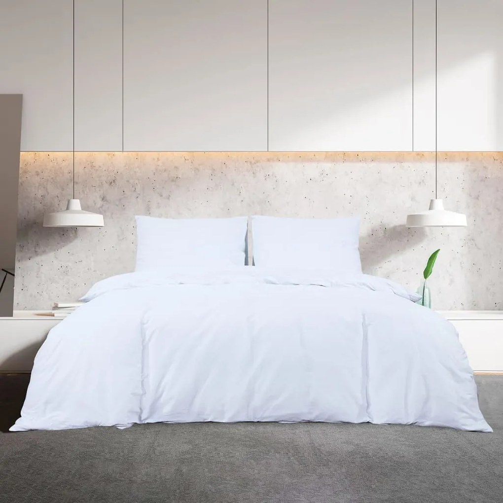 vidaXL Σετ Παπλωματοθήκη Λευκό 225x220 cm Βαμβακερό