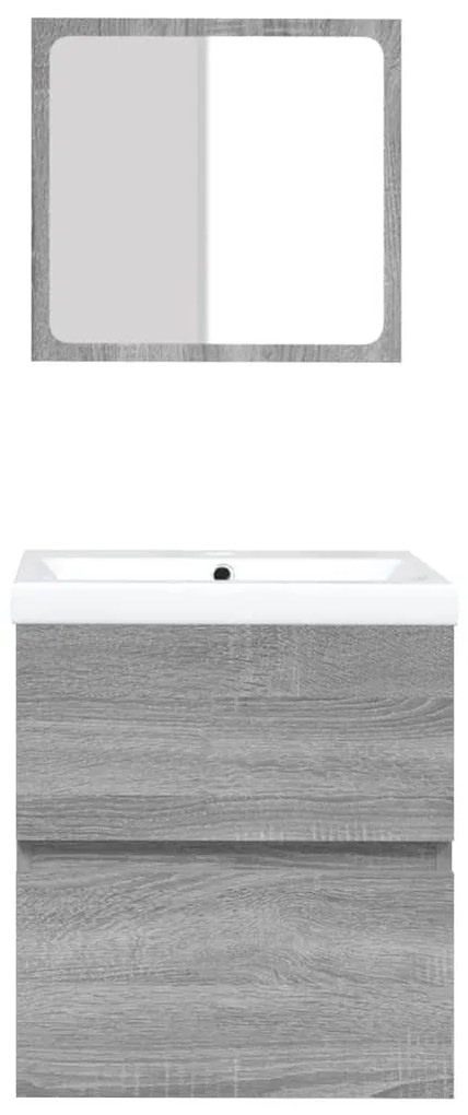 vidaXL Ντουλάπι Μπάνιου με Νιπτήρα και Καθρέφτη Γκρι Sonoma