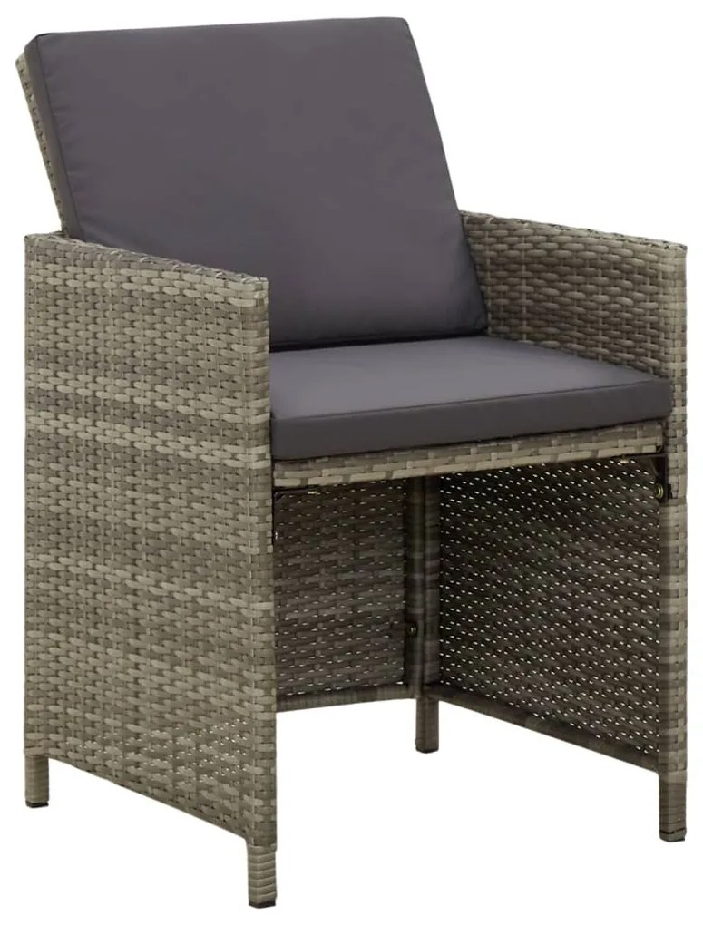 vidaXL Καρέκλες Εξωτερ. Χώρου 4 τεμ. Γκρι Συνθ. Ρατάν με Μαξιλάρια