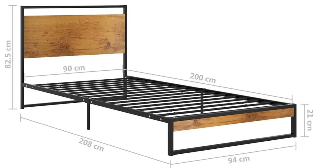Πλαίσιο Κρεβατιού 90 x 200 εκ. Μεταλλικό - Μαύρο