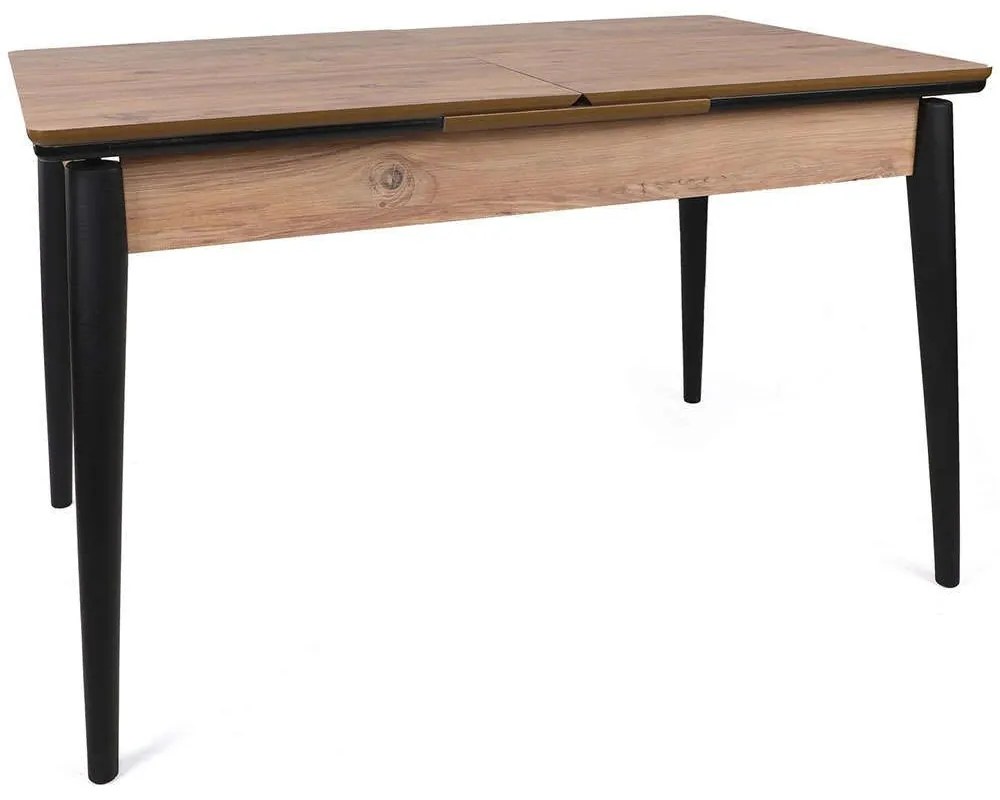 Τραπέζι Επεκτεινόμενο Sigma 974NMB1732 130/166x80x80cm Walnut-Black Πλαστικό,Mdf