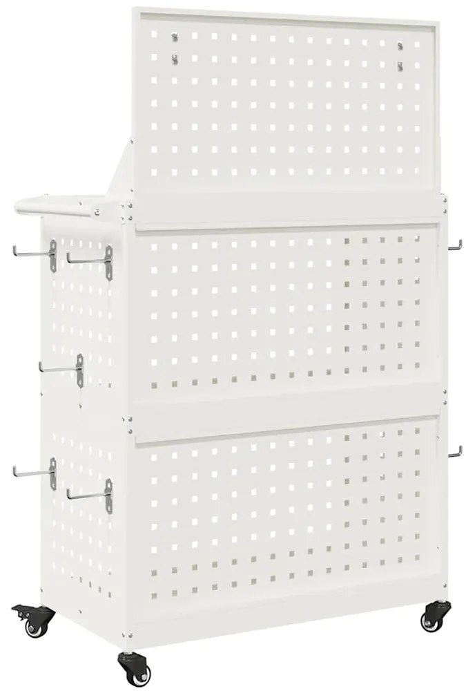 vidaXL Καρότσι εργαλείων Λευκό 65 x 35 x 111 εκ Ψυχρής έλασης χάλυβας