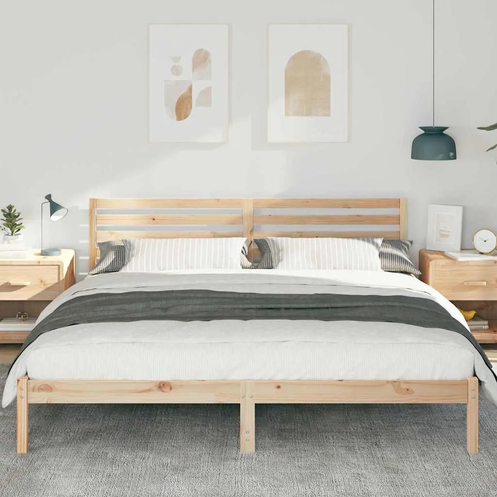 vidaXL Σκελετός Κρεβατιού Καφέ 180 x 200 cm Μασίφ ξύλο πεύκου