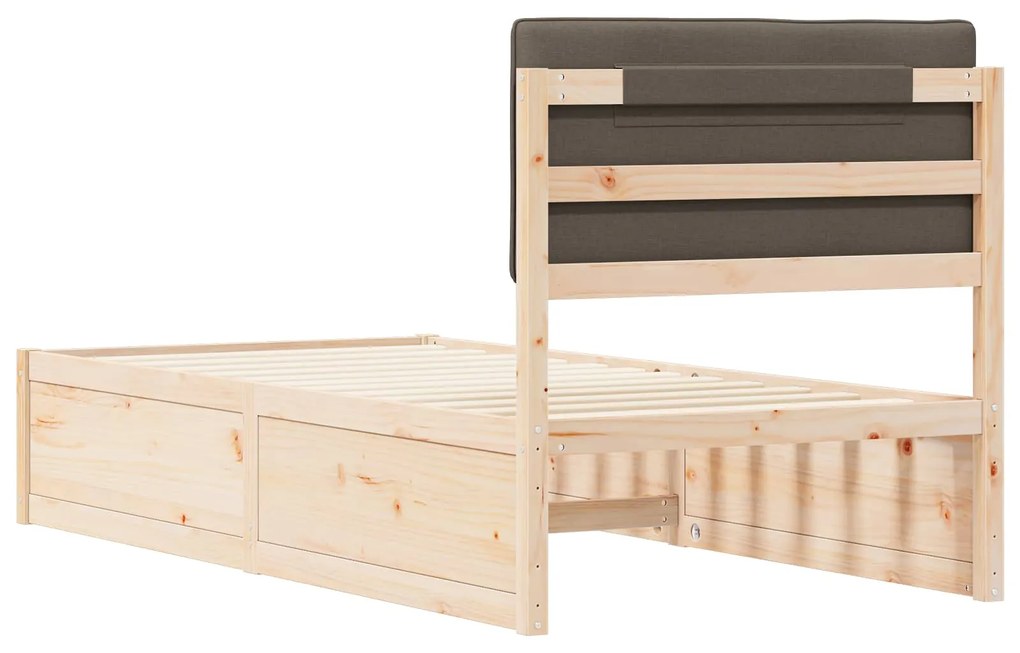 vidaXL Σκελετός Κρεβατιού με Επενδεδυμένο Κεφαλάρι Taupe 90 x 200 cm