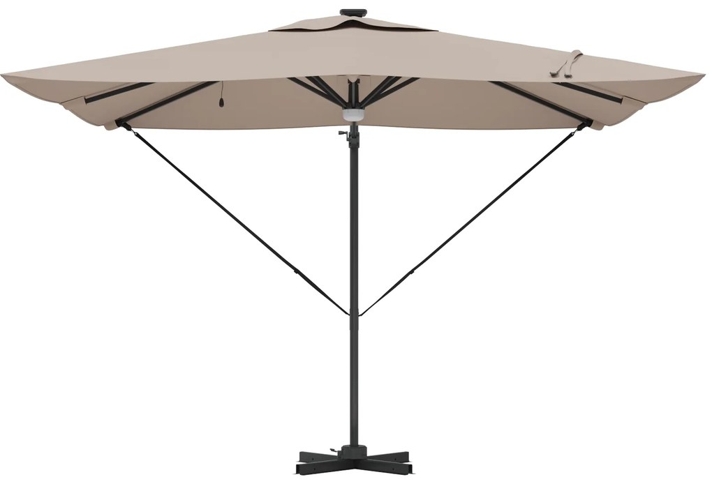 vidaXL Ομπρέλα με Βραχίονα με LEDs Ταουπέ 286x285x270 cm Αλουμίνιο