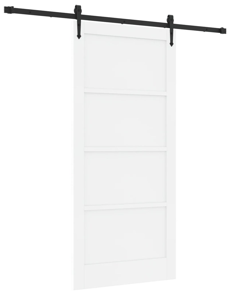 vidaXL Συρόμενη Πόρτα με Σετ Υλικών Λευκή 93x202 εκ. Συμπαγές Ξύλο Πεύκου