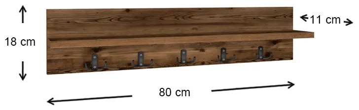 Κρεμάστρα τοίχου Kery Megapap χρώμα καπνιστή καρυδιά 80x11x18εκ.
