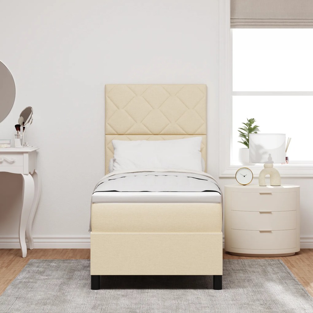 vidaXL Κρεβάτι με Ελατήριο Μπεζ 80 x 200 cm Ύφασμα