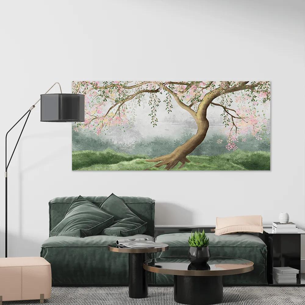 Πίνακας σε καμβά Δέντρο με ροζ λουλούδια KNV1667 50cm x 115cm